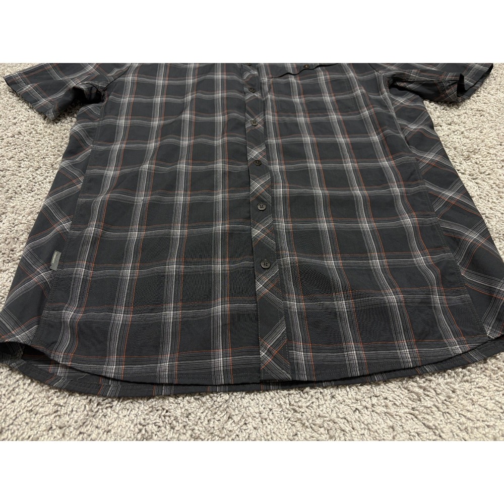 ICBREAKER Merino Shirt Short Sleeve Button Up Wool Gray Plaid Outdoor Men Large - Picture 6 of 16